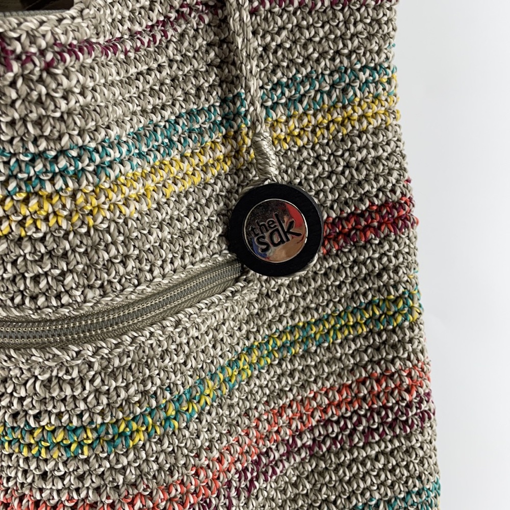 THE SAK TOTE HANDBAG MULTICOLORED CROCHET HANDCRAFTED - Picture 4 of 11